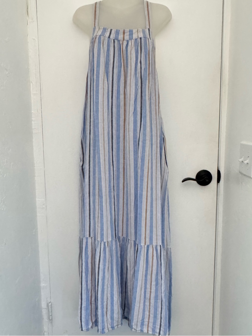 Coastal Grandmother Quiet Luxury Resort Wear Vacation Linen Blend Maxi Striped